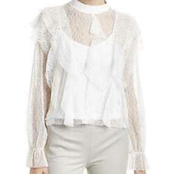 Gracia Long Sleeve Lace Blouse Ivory | Medium - Picture 1 of 4